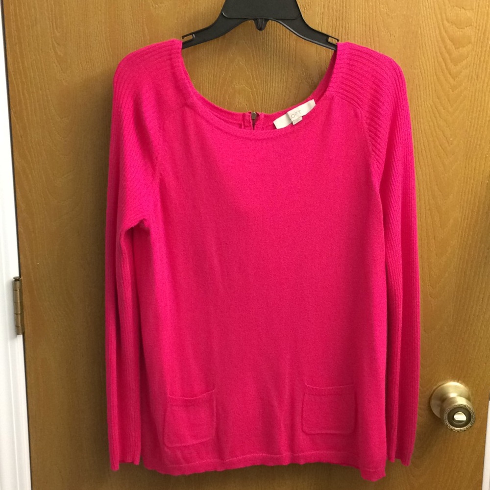 NWOT Ann Taylor Loft pink sweater w pockets